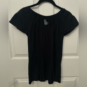 Gap Black Ruffle Short Sleeve Top
